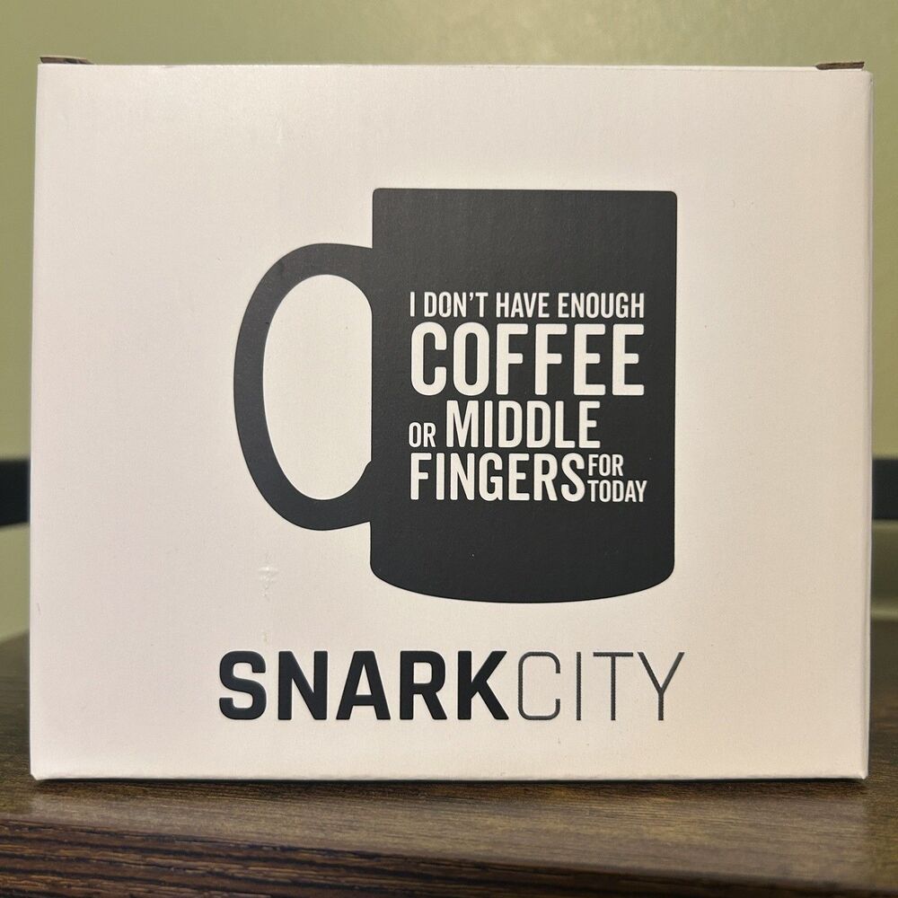 Snark City Coffee Mug Not Enough Coffee or Middle Fingers Black Ceramic W/Box